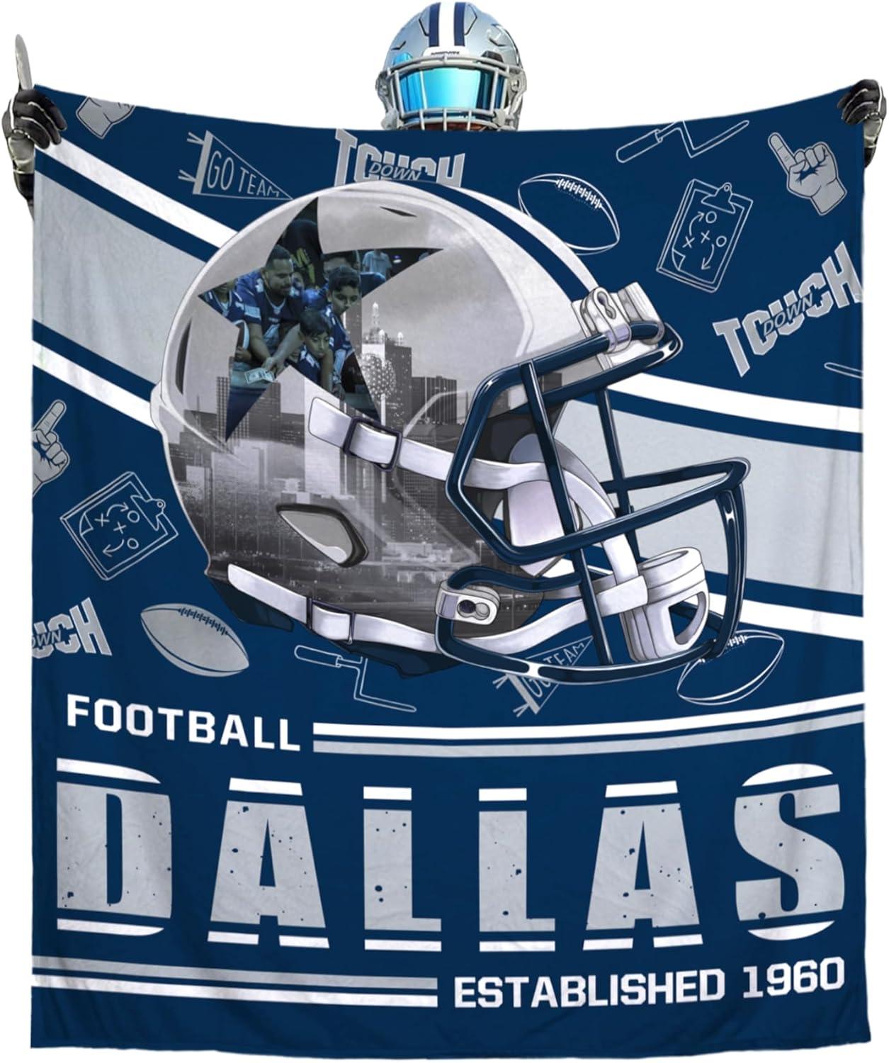 Football Style Football Throw Blanket Gift for Team Fans Soft Fleece Flannel Blanket 50"x60"