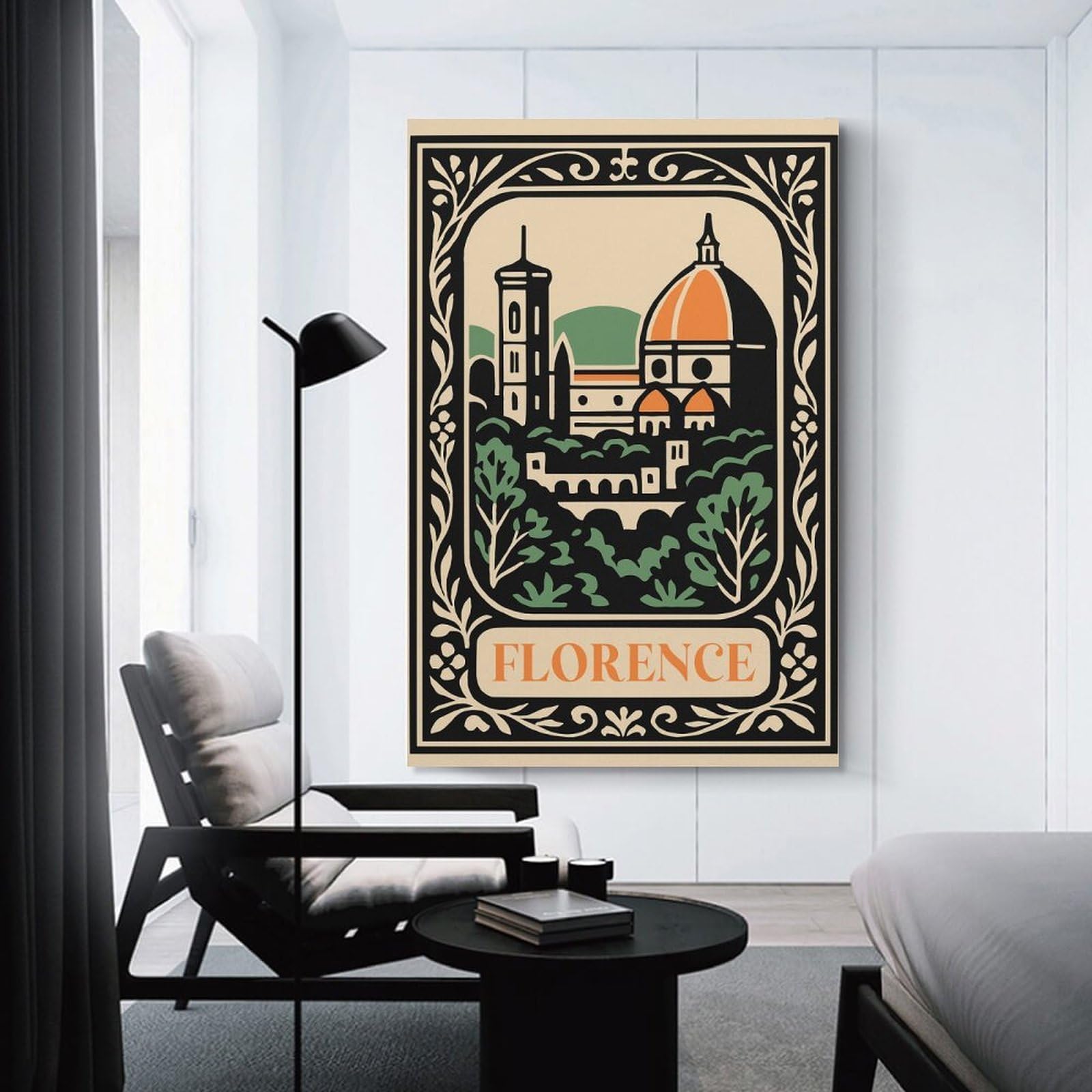 Junmoney Florence Italy Vintage Travel Decorative Canvas Print 16x24inch(40x60cm), for Gallery Wall Layouts in Home Or Office, Home Wall Art for Statement Displays