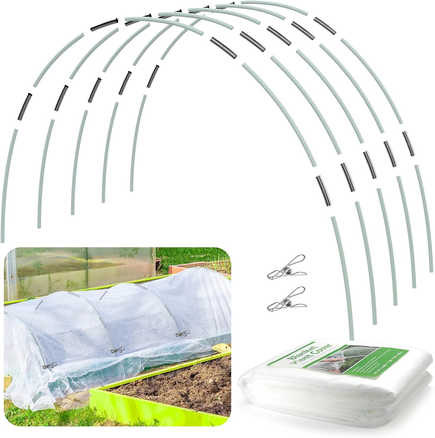 Garden Hoops, 10 Sets of 7Ft Greenhouse Hoops 50Pcs 17
