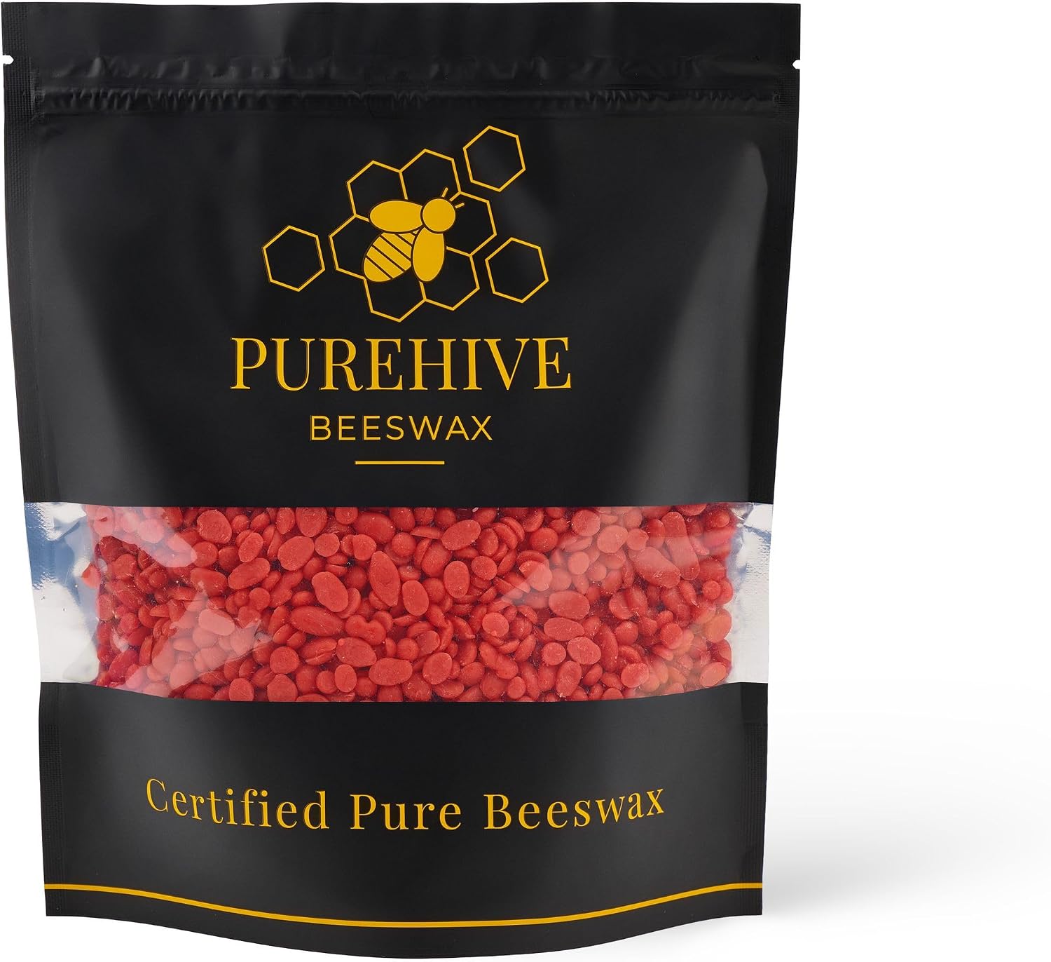 PureHive Beeswax Red Pellets 1 lb | 100% Pure Natural Beeswax for Candle Making, DIY Candles, Wax Melts & Crafts