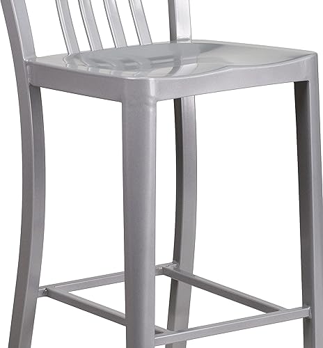 Miniatura 8 de Flash Furniture Gael Taburetes de bar comerciales de metal de 30 pulgadas con reposapiés, taburetes verticales de barra trasera de listones para
