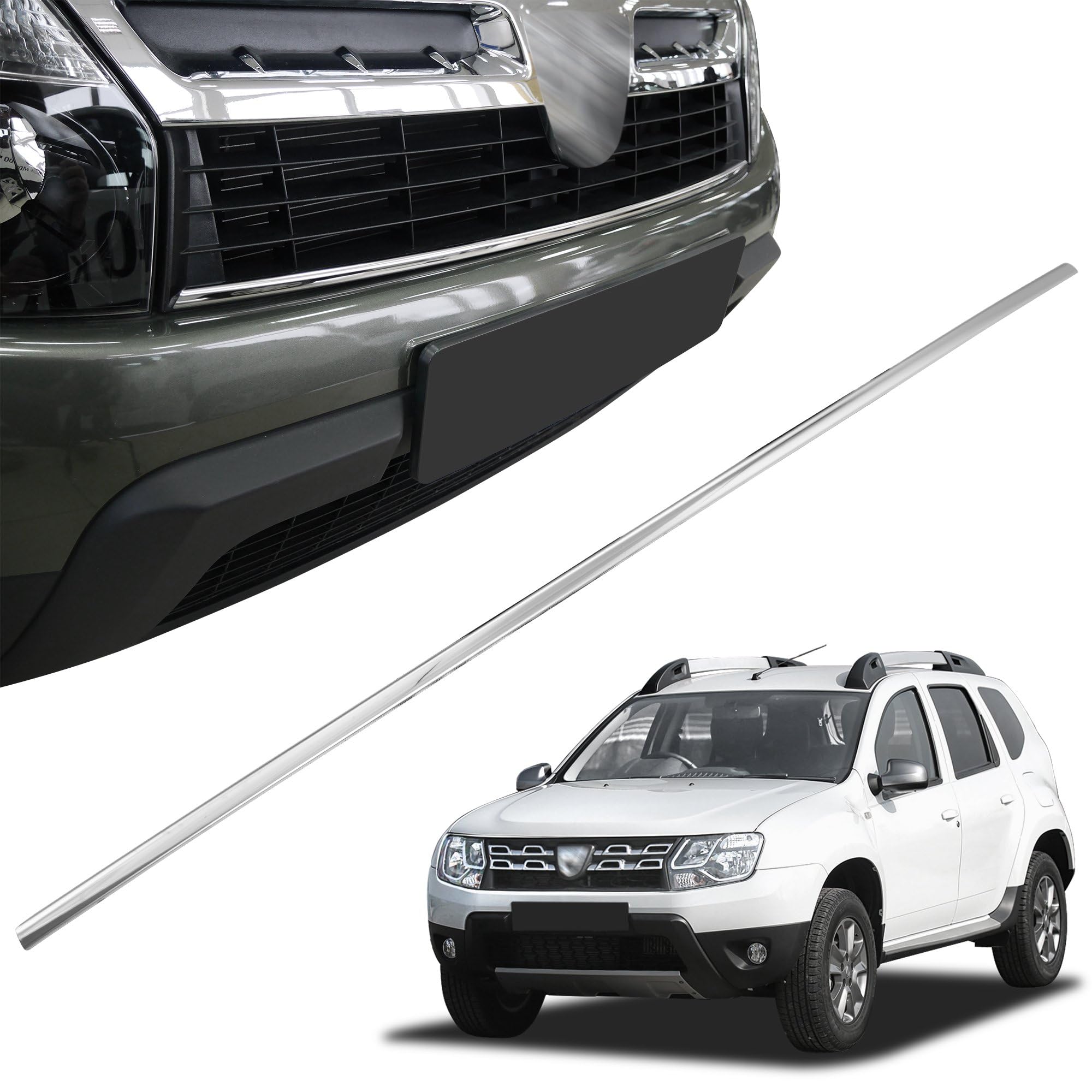 CHROMEMASTER | Kompatybilne z Dacia Duster 2013-2017 | Listwy Atrapy Przedniej; Listwy na Grill Auta; Stal Nierdzewna Polerowana | Idealne Dopasowanie | Nowy, Atrakcyjny Wygląd Samochodu
