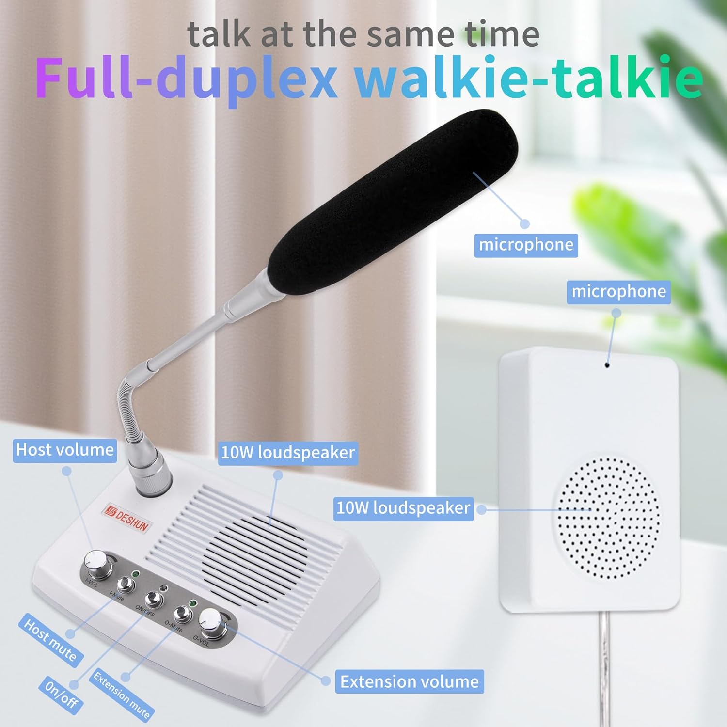 DESHUN DS-989 Window Intercom, Full Duplex Window Speaker System,Loud Speaker, Intercom System for Business,Medical Treatment,School, Home,Hospital, Store.