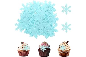 Giantree 50pcs Edible Blue Frozen Snowflake Cake Cupcake Toppers Wafer Cake Sprinkles for Parties