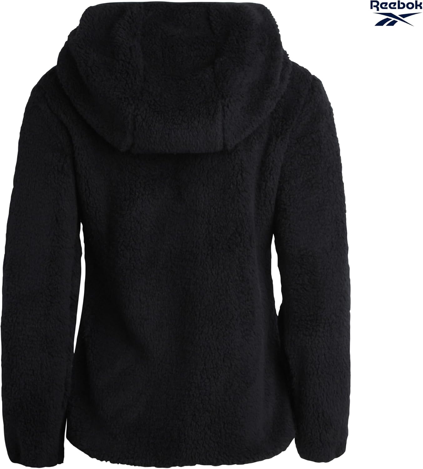Reebok Womens Sherpa Fleece Jacket - Fur Teddy Coat Soft Sherpa Jacket Women Zip Up Hooded Winter Coats for Women Outerwear - Image 6