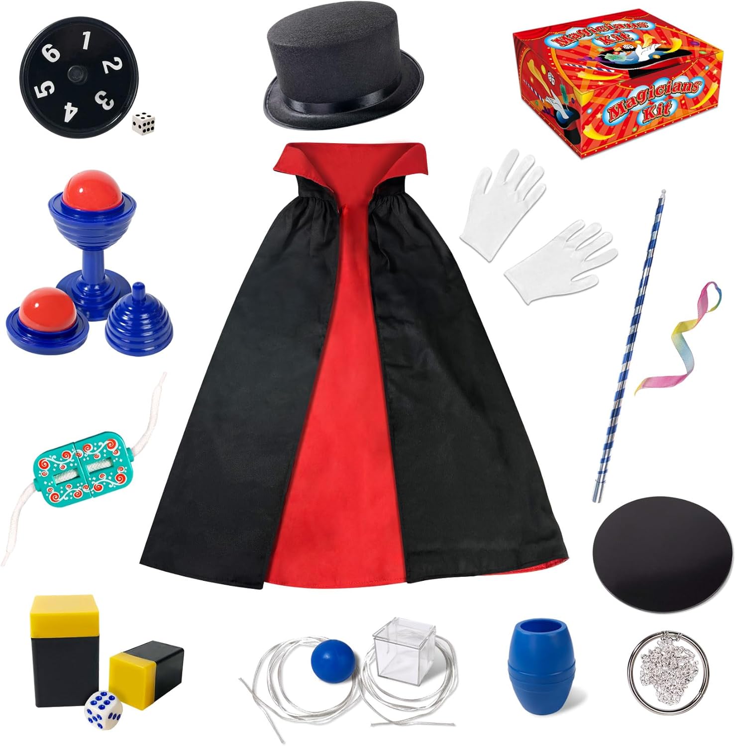 Heyzeibo Magic Kit for Kids - Magic Tricks Games Toy for Girls & Boys, Magician Pretend Play Dress Up Set with Magic Props & More Magic Tricks, Instruction Manual, for Beginners Toddlers