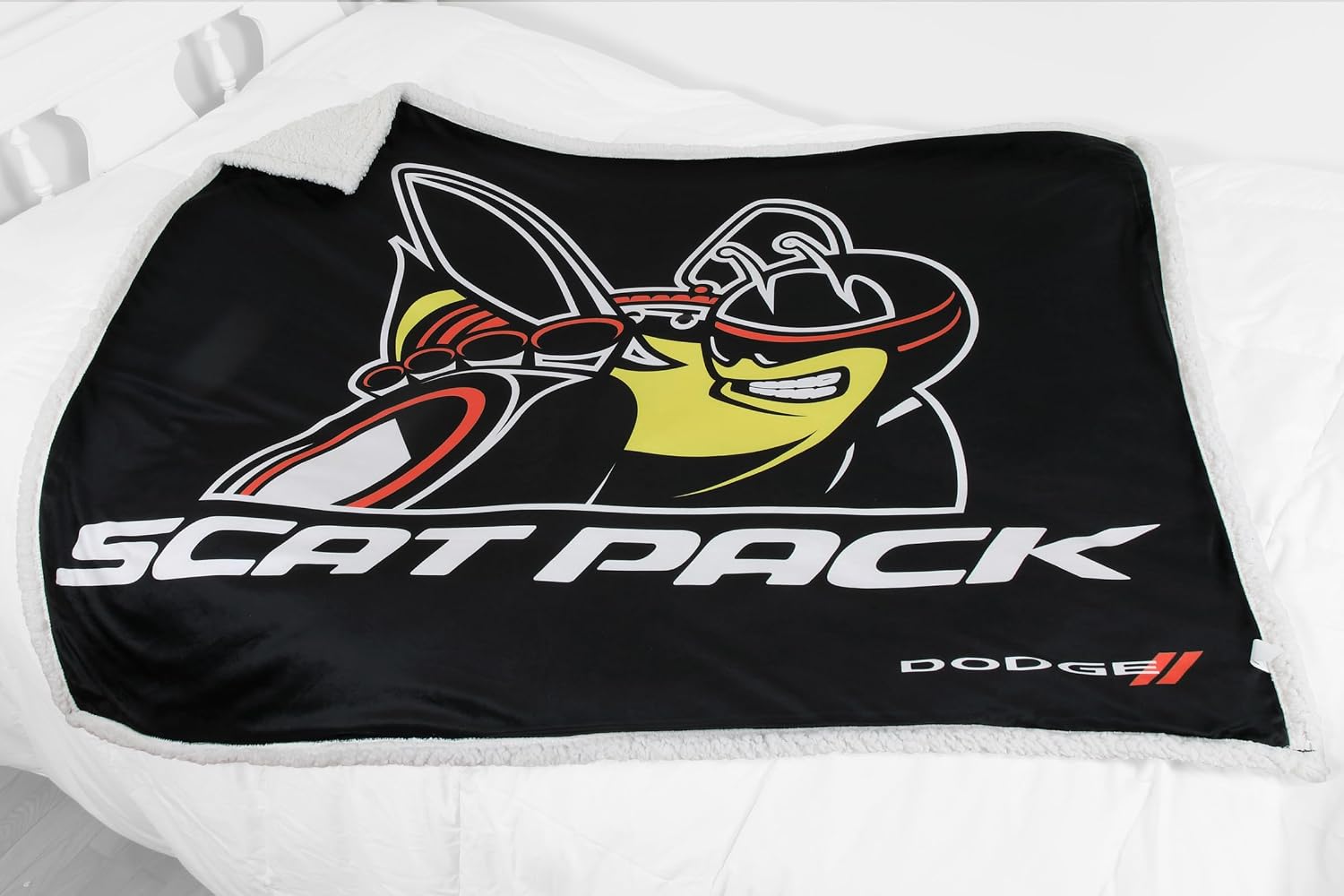 Detroit Shirt Company Dodge Scat Pack Sherpa Fleece Throw Blanket Supersoft and Warm 50" X 60"