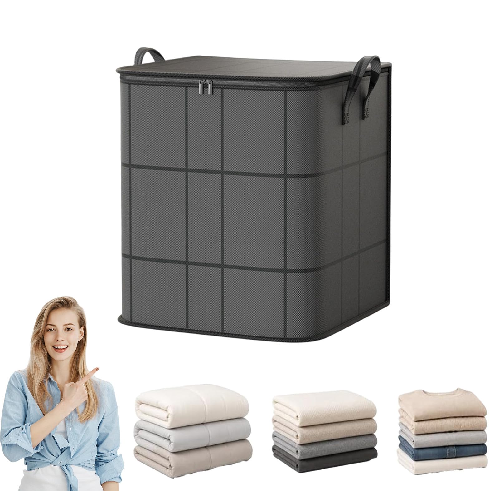 40L-180L Capacity Spacious Moving Storage Bin, Zippered Organizer (XL)