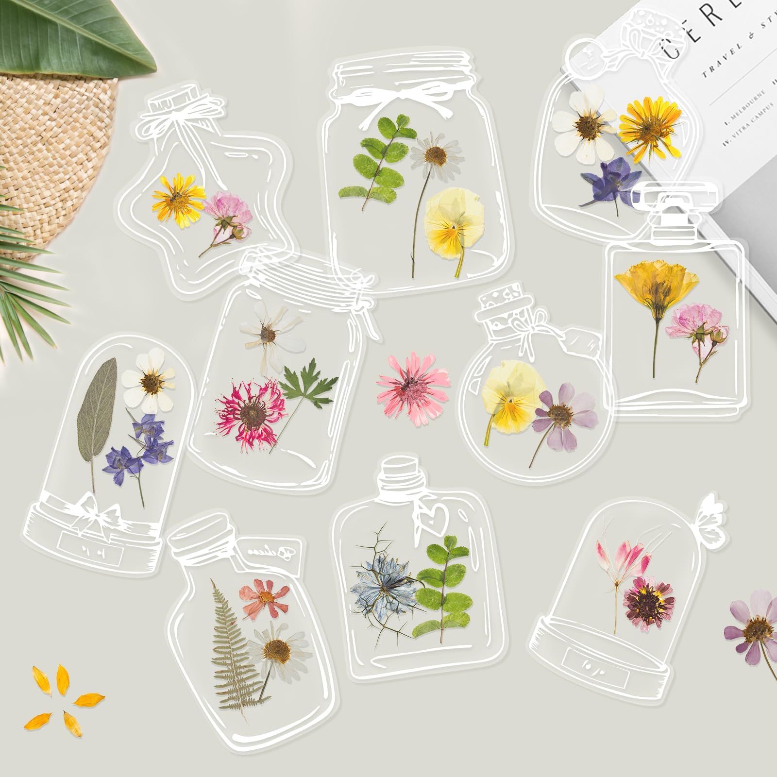 20 Pcs Clear Bookmarks for Pressed Flowers Dried Flower