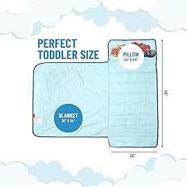 Jay Franco Kids Nap Mat Cartoon Embedded Pillow & Blanket - Soft 46x20Microfiber Sleeping Bag with Name Tag & Handle for School, Travel, Sleepover, Blue - Blaze