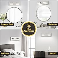 Vista 7 de OKELI 2-Light Bathroom Vanity Light Fixture Brushed Nickel Modern Mirror Front Lamp for Bathroom, Stairs, Hallway Bedside Dimmable Cold White 24W