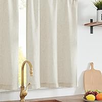 Vista 7 de JINCHAN Linen Textured Curtains 24 Inch Length for Kitchen Windows Country Farmhouse Cafe Small Curtains Rustic Light Filtering Half Curtains for