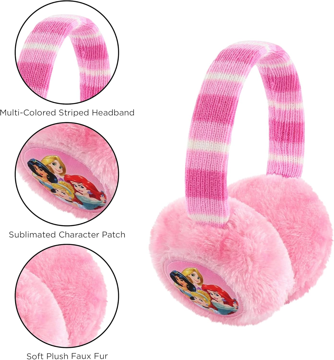 Miniatura 3 de Disney Juego de calentadores de orejeras de invierno y guantes para niños felpa de princesa rosa niñas pequeñas edades de 4 a 7 años Rosado