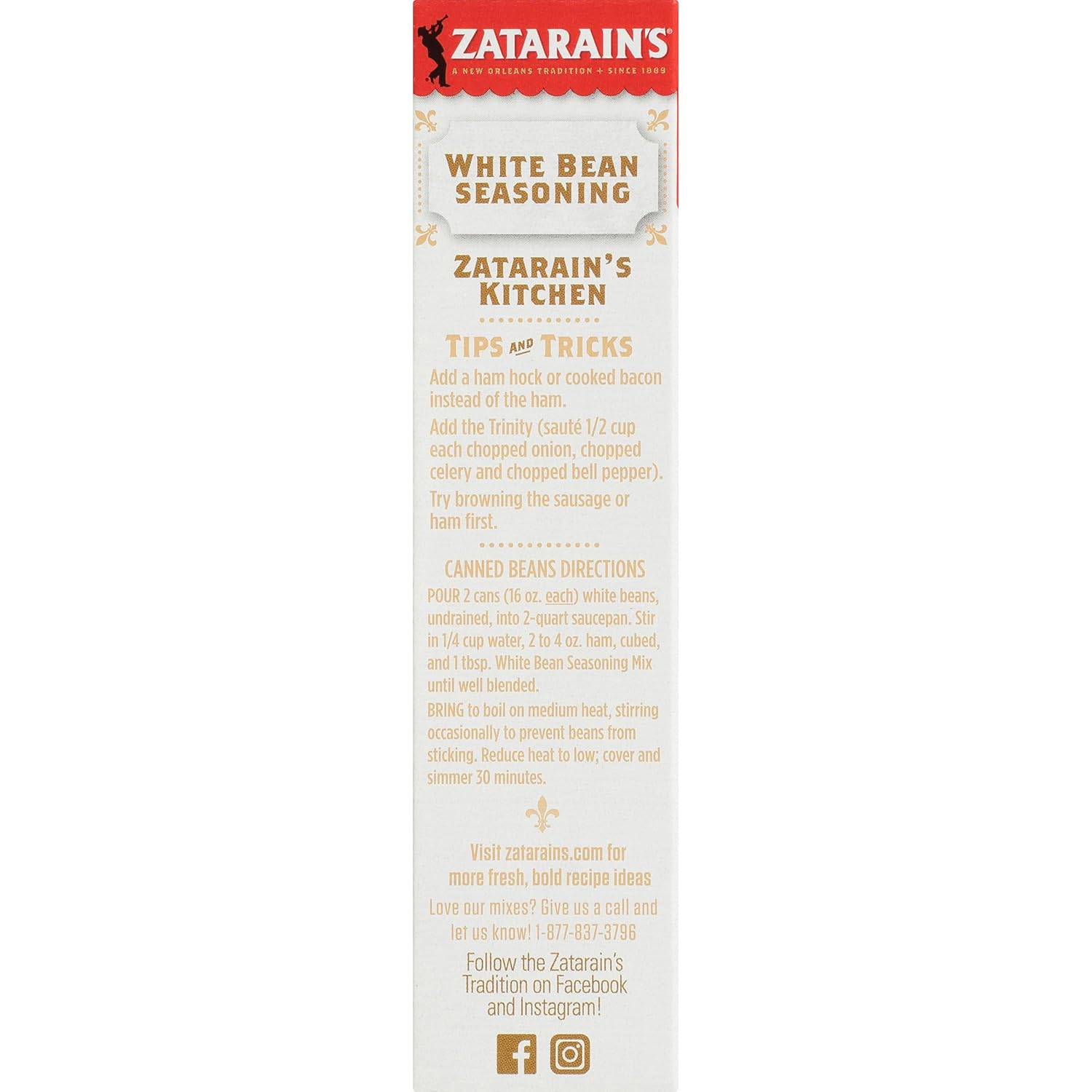 Zatarain's White Bean Seasoning Mix, 2.4 oz (Pack of 8)
