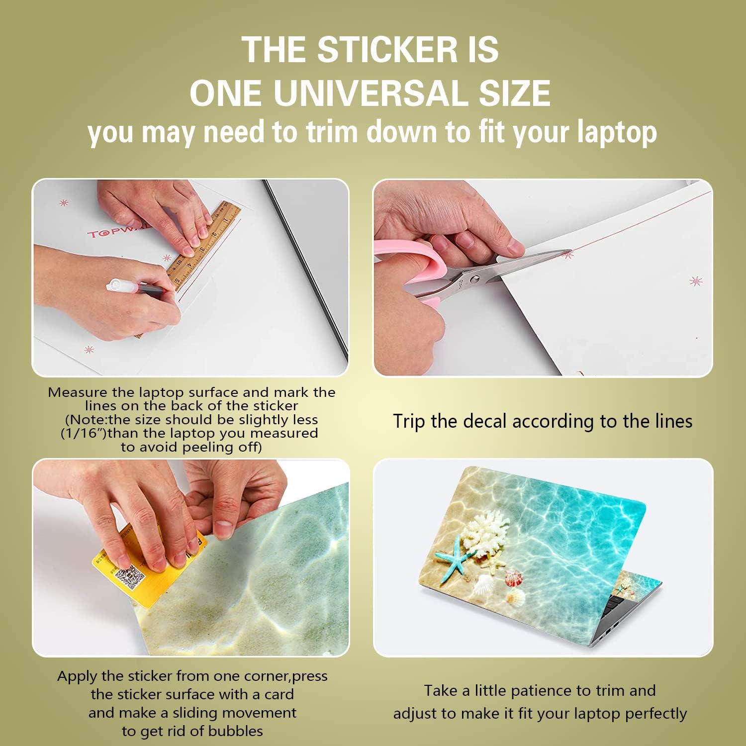 icolor Laptop Skin Sticker Decal,12" 13" 13.3" 14" 15" 15.4" 15.6 inch Personalized Universal Notbook Vinyl Cover Art Protector Decal