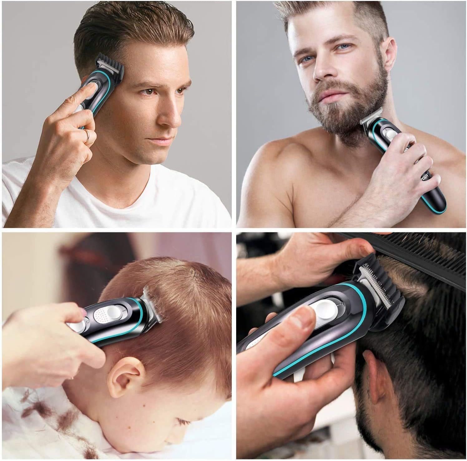 Hair Clippers, Haircut Trimmer Set, Hair Cutting Machine for Men/Kids/Baby/Barber Grooming Cutter Kit, Waterproof Haircut Barber Trimmer Kit with Guide Combs Brush (Black)