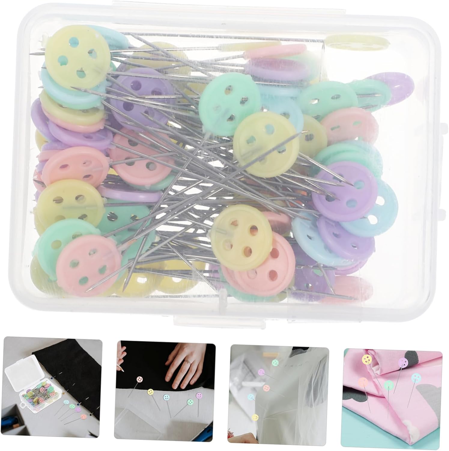 100Pcs Creative Button Head Pins Unique Sewing Pins for Quilting Crafts and DIY Projects Durable and Attractive Multi Color Design for Embroidery and Decoration