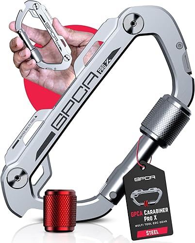 Miniatura 11 de GPCA Clip de mosquetón para llavero, organizador de llaves, llavero, soporte para llaves de automóvil, equipo EDC multiherramienta con abridor de