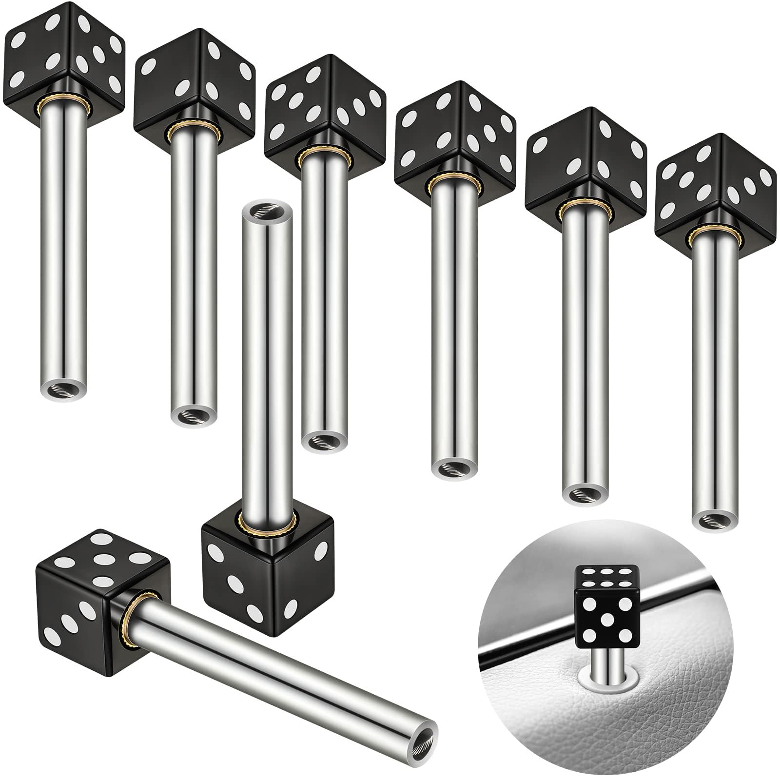 Unifizz 8 PCS Black 2.08" x 0.31" Car Door Lock Knobs Dice Interior Automobile Door Lock Pull Knobs Car Door Knobs Pin Set for Car SUV Pickup Truck