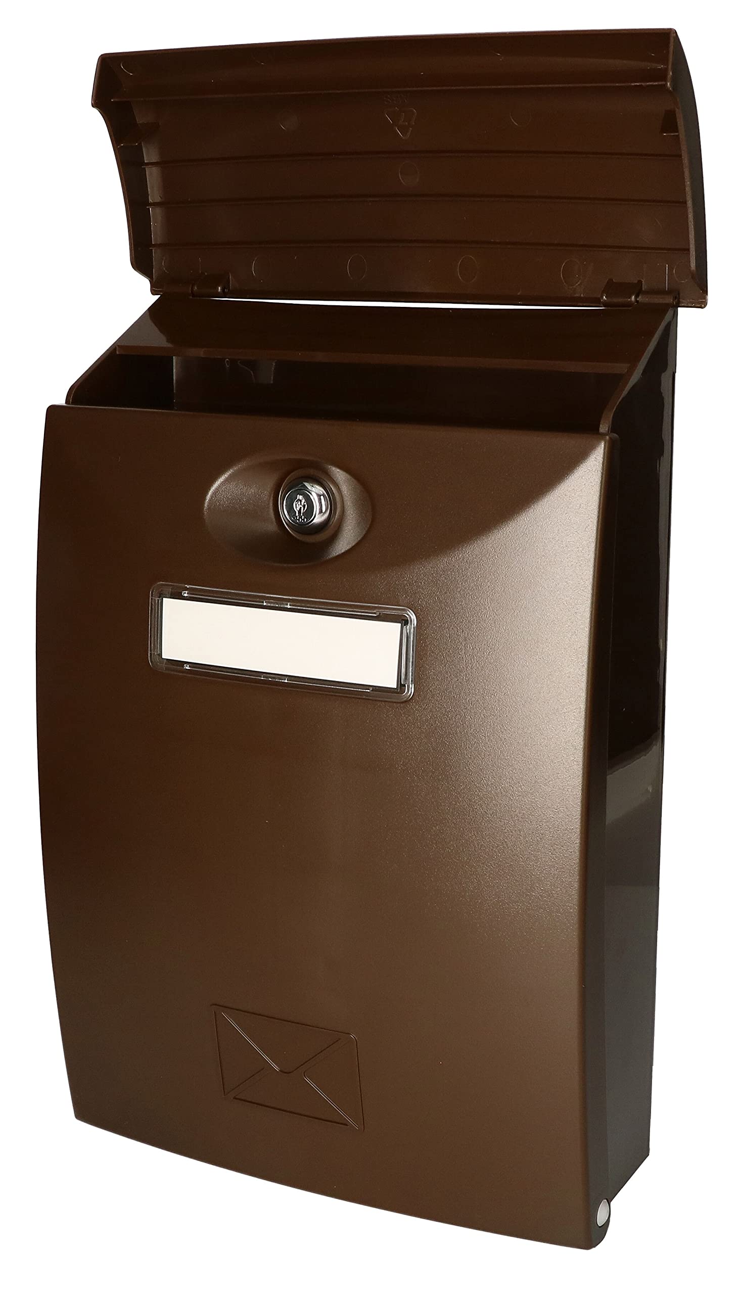 KOTARBAU® Buzón Exterior de plástico, Buzón marrón 235 x 90 x 340 mm, Buzón de Pared, Buzón con 2 Llaves, Tornillos incluidos, Buzón Correos Exterior, Buzon plástico con Placa para Nombre