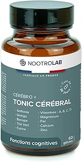 Nootropique Mémoire et Concentration | Complément Alimentaire Cerveau | Focus, Clarté Mentale & Énergie | Bacopa | Griffonia | Ginkgo | Thé vert | Vitamines B, C, D minéraux complexe - Nootrolab®