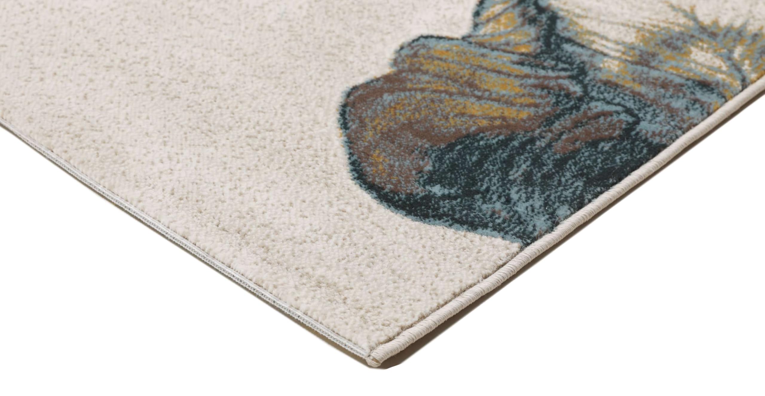Tapis Lily Moderne Beige/Turquoise 230x155 Cm - Poil Ras, Nettoyage à Sec | Tapis Salon, Salle à Manger, Chambre - 5