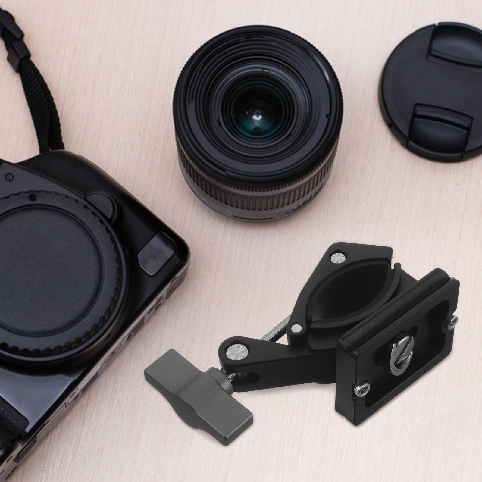 Gatuida Morsetto a C per fotografia - Supporto per morsetto per fotocamera per studio fotografico, videocamere, supporti per luci, aste da scrivania, ganci, ripiani, barre trasversali, nero