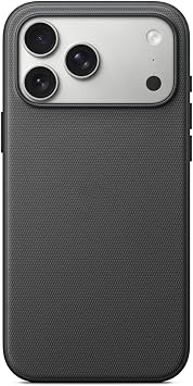 QHOHQ Luxury Vintage TechWoven Back Cover for iPhone 17 Pro (6.3 Inch) | Premium Woven Texture Case with Shockproof Protection | Premium Slim Fit Case with Wireless Charging Support (Black)