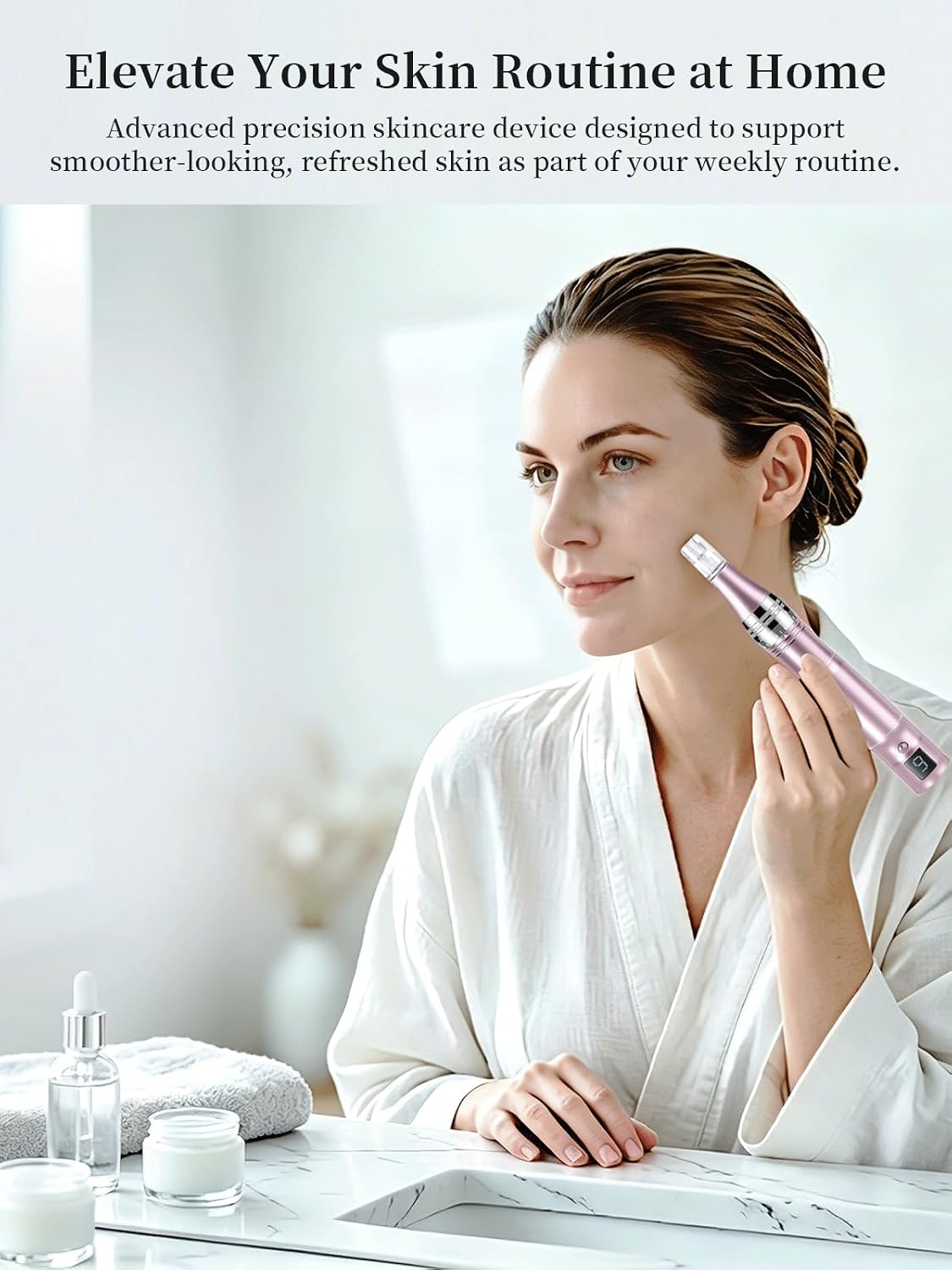 0.25mm Skin Roller Pen for Women & Men, Home Use Facial Beauty Tool, Pink
