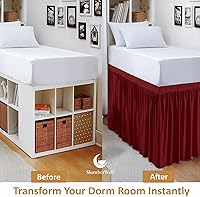 Vista 5 de SlumberWell Falda de cama de microfibra extra larga con volantes para dormitorio de collage, panel de tres lados, fácil ajuste y elegante