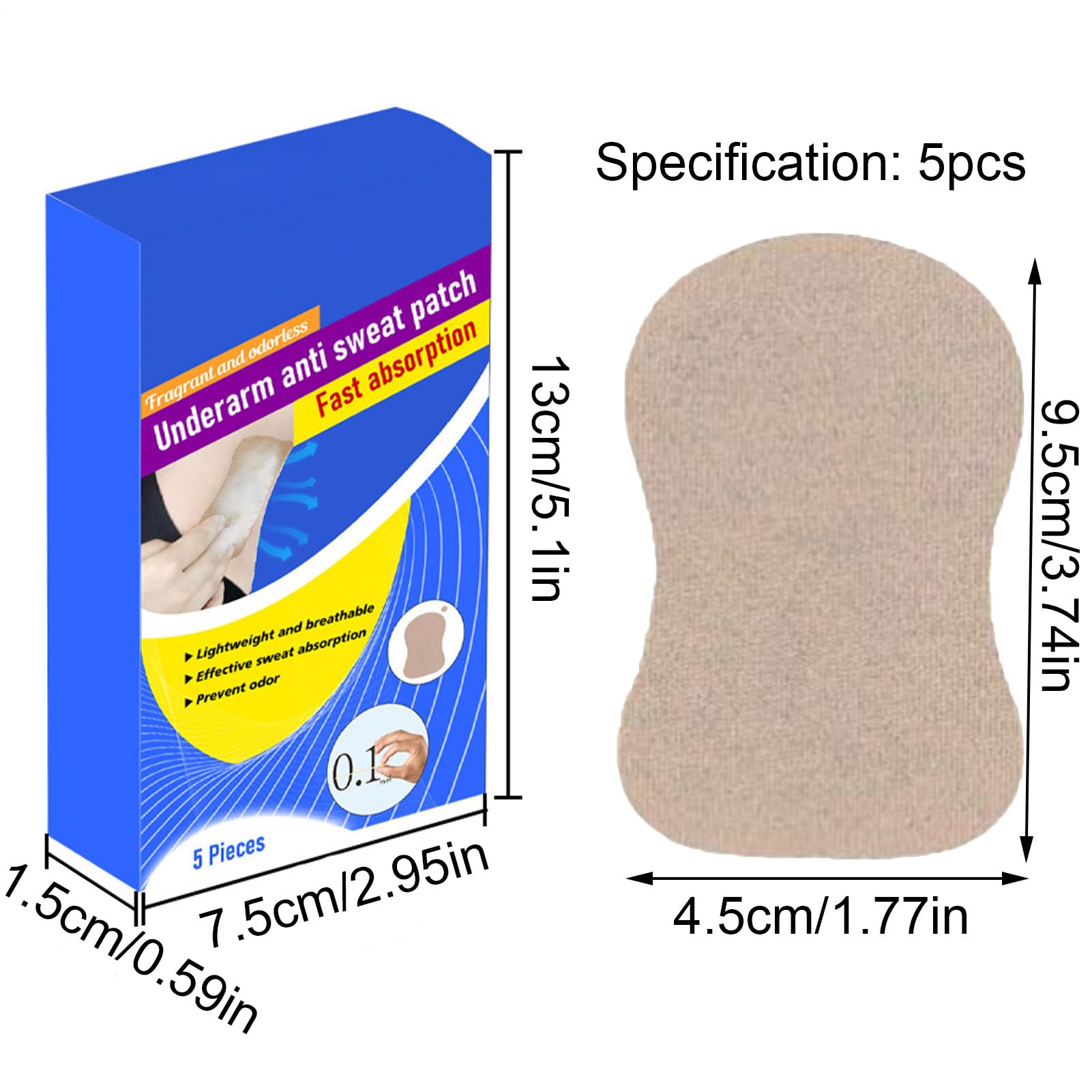 Wk?adki przeciwpotowe pod pachami Niewidoczne, Wk?adki przeciwpotowe pod pachami dla kobiet,Efektywne 5 sztuk podpasek przeciwpotowych | Sweat Guard Soft redukuje nieprzyjemny zapach,