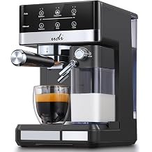 UDI Espresso Machine, 20 Bar Automatic Cappuccino &amp; Latte Coffee Maker, Auto or Manual Quick Brew Dual Boiler, Touchscreen Espresso Maker (Black+Sliver)