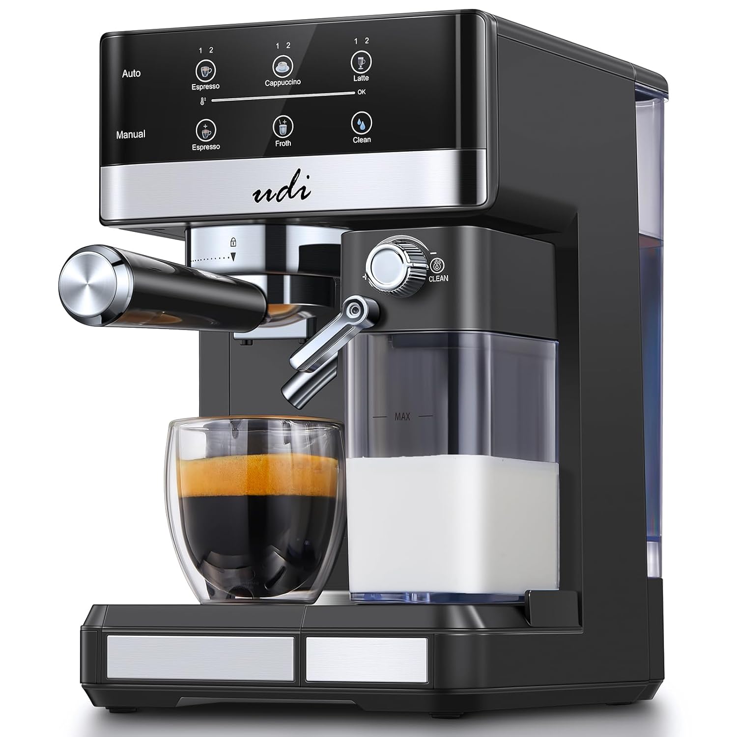 UDI Espresso Machine 20 Bar Automatic Cappuccino Latte Coffee Maker Auto or Manual Quick Brew Dual Boiler Touchscreen