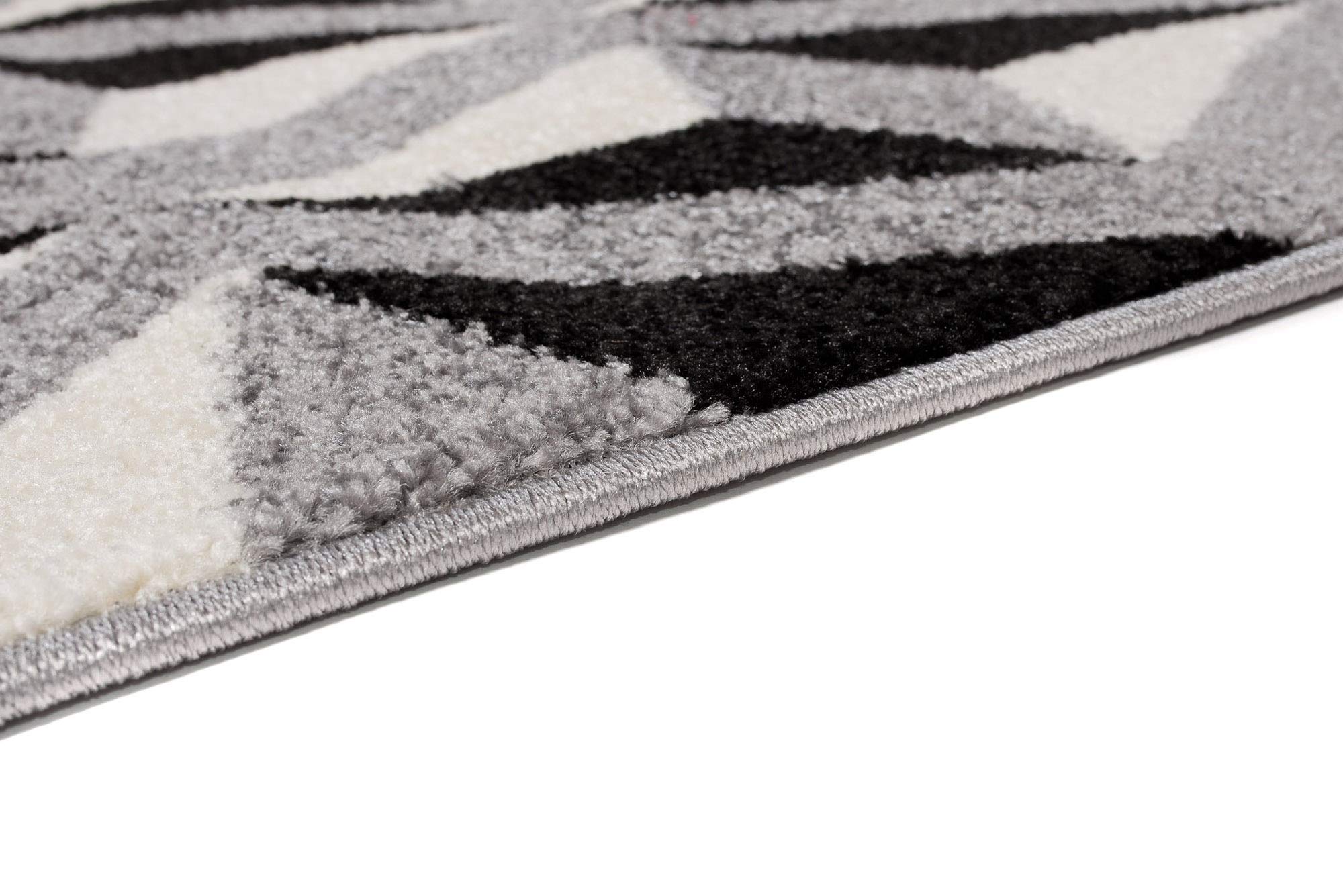 Tapiso MAROKO dywan do salonu, krótkie runo, nowoczesny, geometryczny, kwadratowy, w kratkę, czarno-szary, kremowy, do sypialni, kuchni, Ökotex 140 x 190 cm