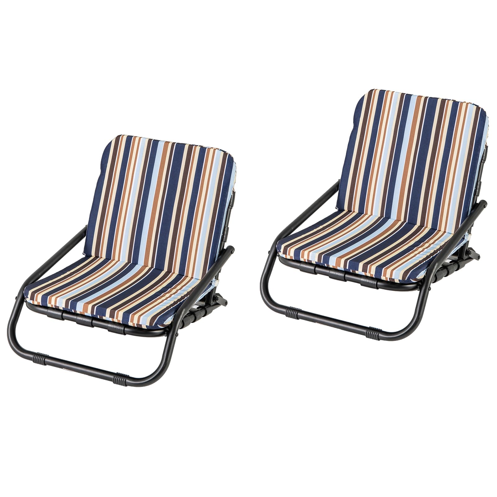 KOMFOTTEU 2er Set Strandstühle, Campingstühle faltbar mit weichem Kissen, Klappstühle mit Schultergurten, Strandkorb mit rutschfesten Füßen, für Picknick, Garten, Camping, 67 x 50 x 46 cm