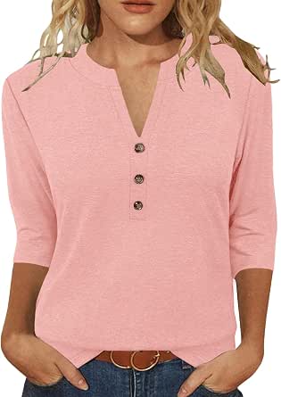 JomeDesign Women's 3/4 Sleeve V-Neck Casual Tunic Blouses