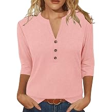 JomeDesign Womens Tops 3/4 Sleeve V Neck Shirts Dressy Casual Tunic Blouses Summer Tees
