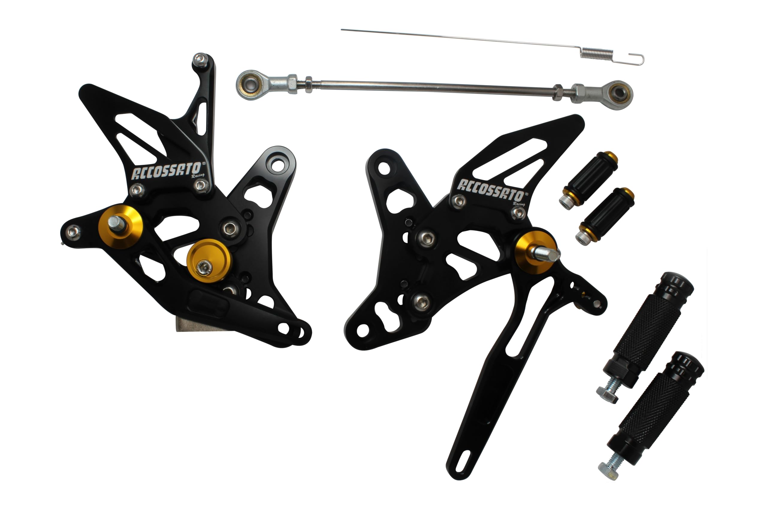 Commandes reculées Accossato Suzuki SV 650 1999-2002 réglables noires et or - 2