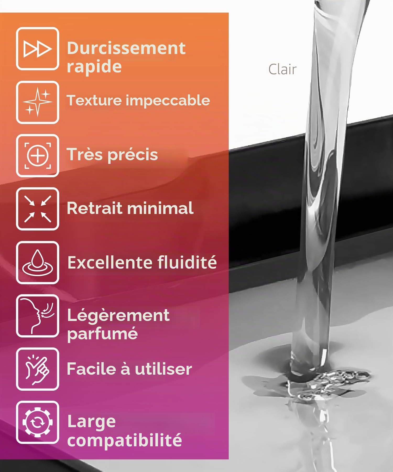 SuperFlex Résine d'imprimante 3D, Douceur 80A simulant du caoutchouc flexible, Fabriquée en Corée par 3DMaterials (1000g, Transparent)