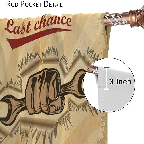 Miniatura 6 de Vintage Car Curtains Retro Style Garage Poster Route 66 Old Classic Car Theme Art Pattern Print Boys Man Teens Bedroom Living Room Rod Pocket Window