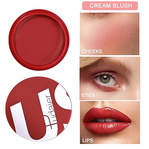 Miniatura 5 de ChatToB Rubor crema, multiusos para labios y mejillas, altamente pigmentado, cremoso, de larga duración, a prueba de manchas, aspecto natural,