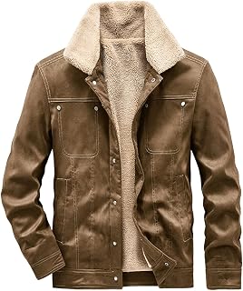 BOTCAM Men's Leather Jacket Autumn Windproof Faux Leather Motorcycle Jacket Suede Look Lightweight Bike Sports Jacket Men Bomber Jacket with Pockets Lapels Outdoor Jacket Gentleman L XL XXL 3XL 4XL