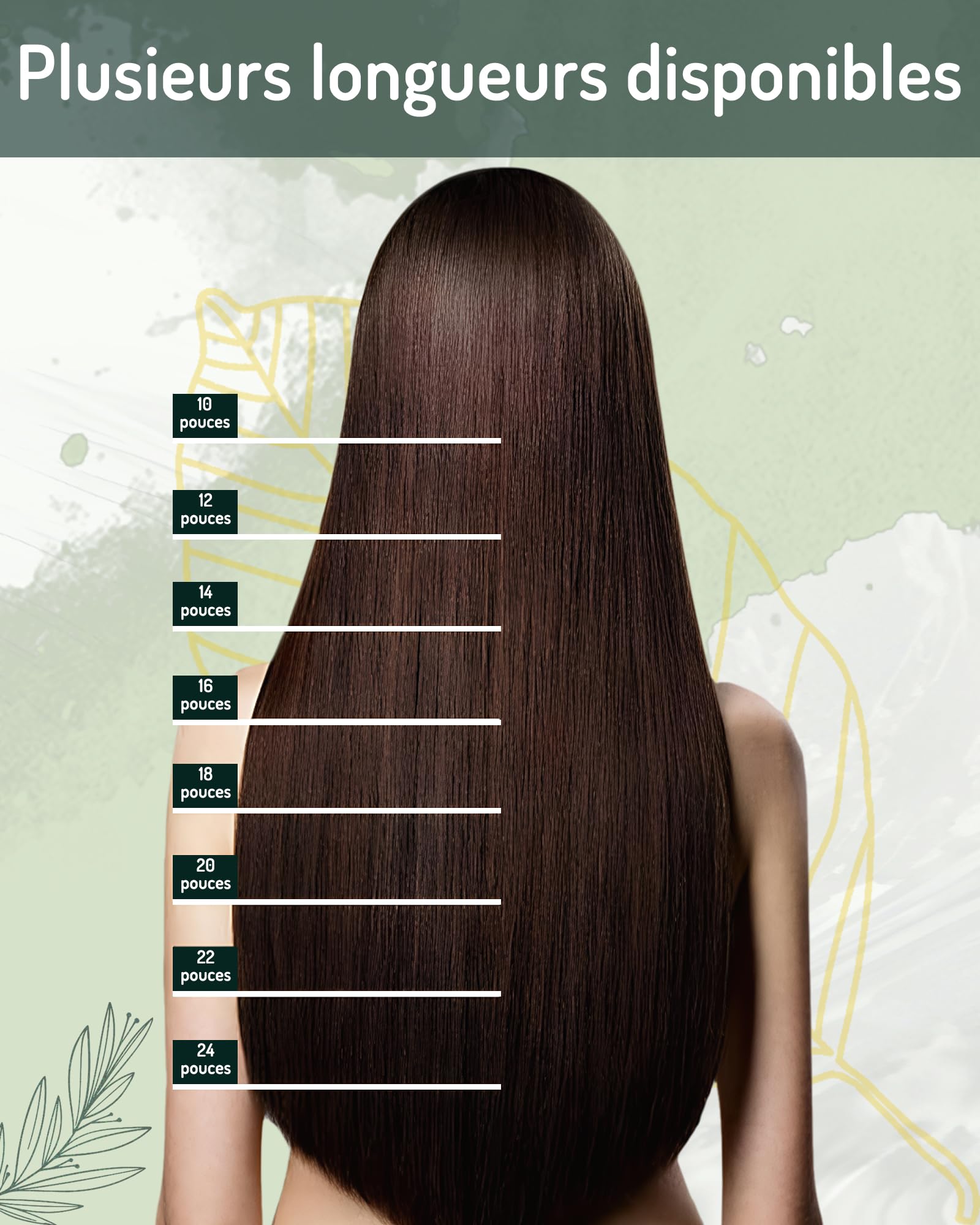 RUNATURE Extension à Clip Cheveux Naturel Marron Foncé 7pcs 120g 40cm Lisse