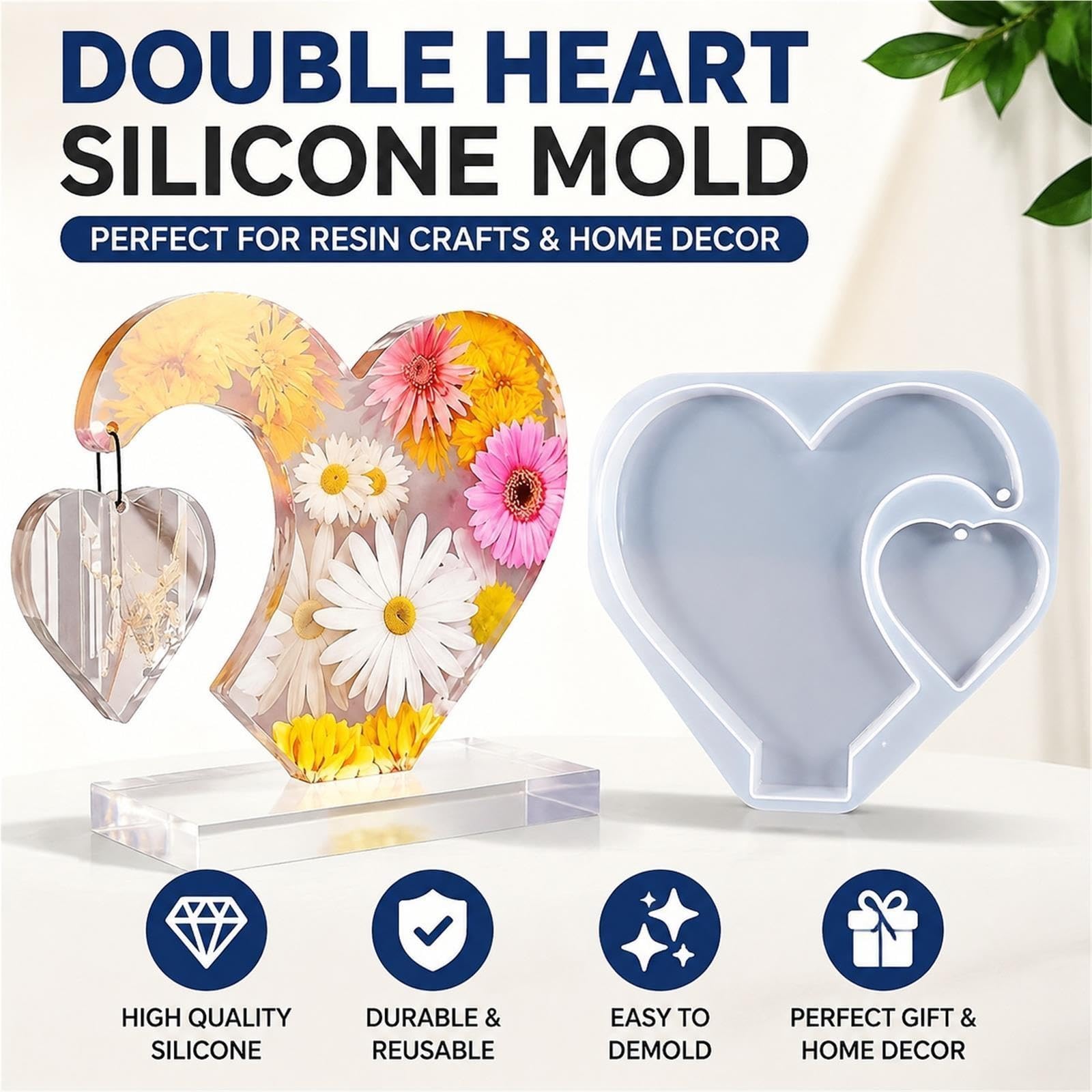Moldes Para Velas Moldes de resina doble corazón silicona