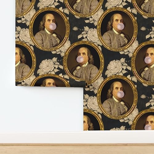 Miniatura 4 de Spoonflower Papel tapiz autoadhesivo de 12 x 2 pies - Benjamin Franklin Rettrait Historical Botanical Gum Papel tapiz extraíble personalizado