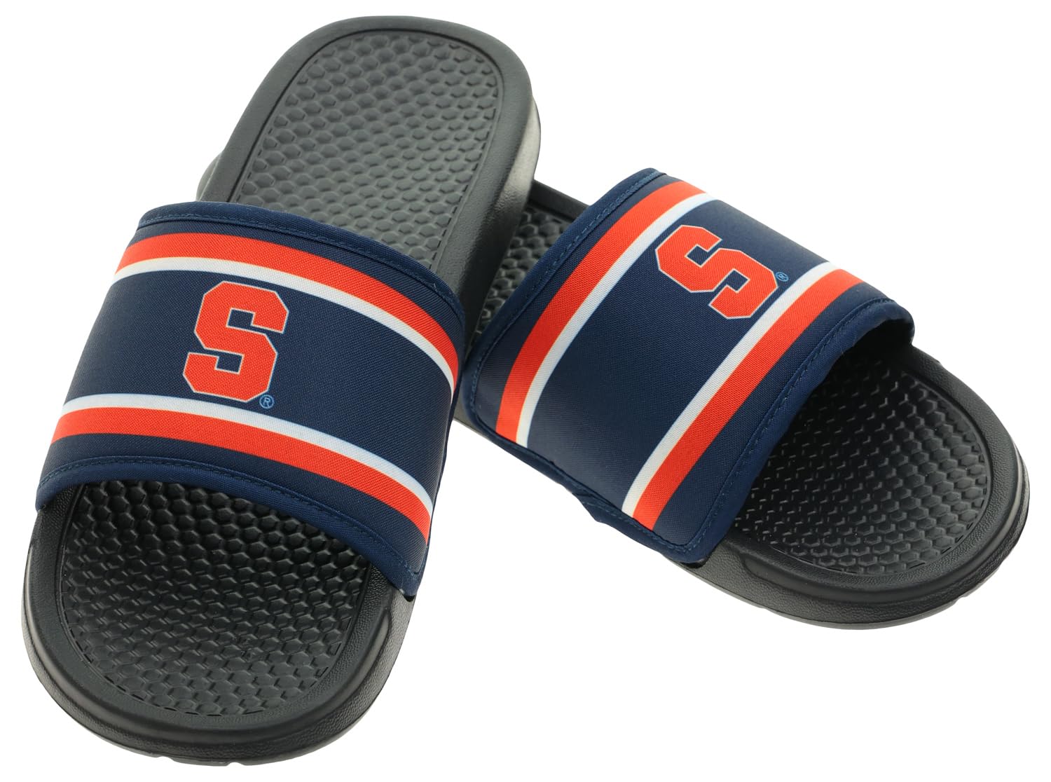 FOCO NCAA Printed Team Logo and Color Stripes Comfortable Slide Sandals