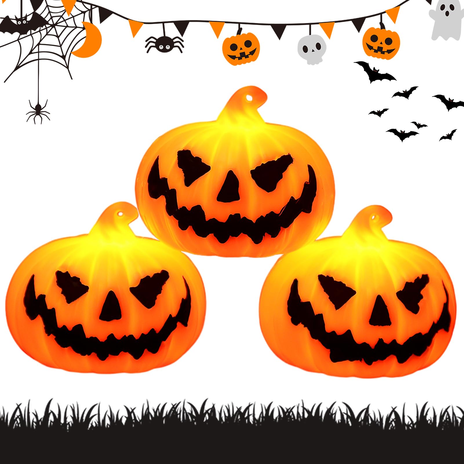 Nexoria Mini Pumpkin Lights, 3/6Pcs Halloween Mini O Lantern Pumpkin LED Pumpkin Lantern Decorative Color Changing Pumpkin Decor Props for Halloween Ornaments (6)