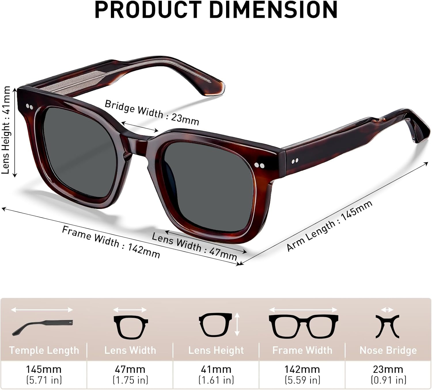 AVAWAY Polarized Sunglasses for Men Uv400 Protection Trendy Classic Acetate Square Outdoor Driving Sun Glasses AV279 - Image 6