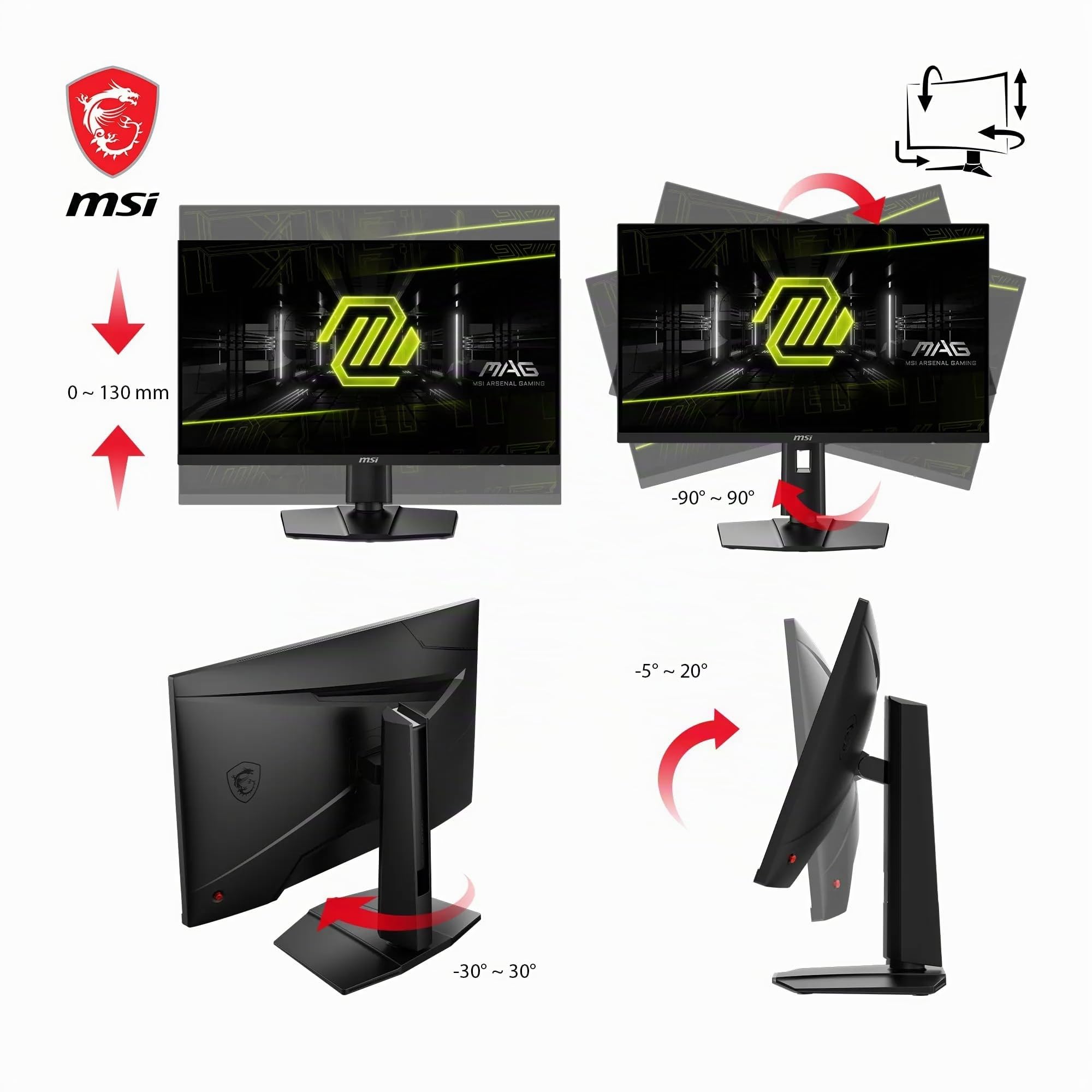 MSI MAG 274UPF E2 Écran Gaming 27“ UHD 4K - Dalle IPS 3840x2160, 160 Hz / 0,5 ms (GtG), 133% sRGB, Design sans Cadre, DisplayHDR 400, DisplayPort 1.4a, HDMI, USB Type-C