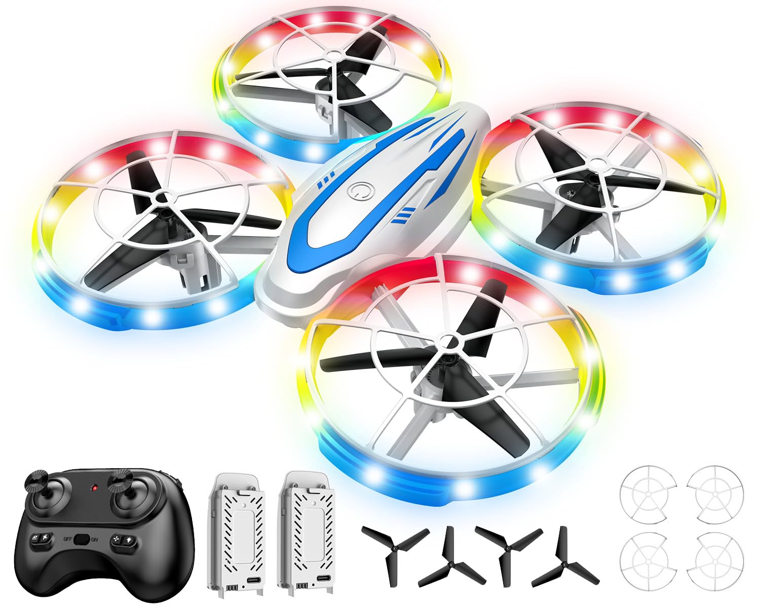 Mini Drone for Kids and Beginners, RC Quadcopter Drone with Colorful Light, One Key Start, Altitude Hold, Headless Mode, 3D Flips, Indoor RC Helicopter Toy for Boys and Girls